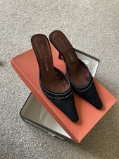 Rebeca Sanver Slip On Heeled Black Suede Shoes. Stud Detail Size 4 1/2. Used.