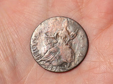 1775 British George III Half Penny EVASIVE NON - REGAL Coin #M134