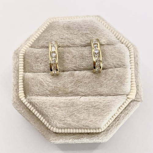 Half hoop earrings 9ct - hoop, cz