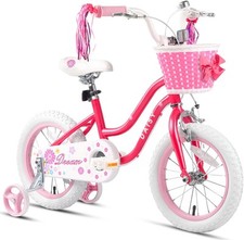 Glerc 14" Girls Bike Red – Stabilisers, Basket, Bell, Streamers – Ages 3–5