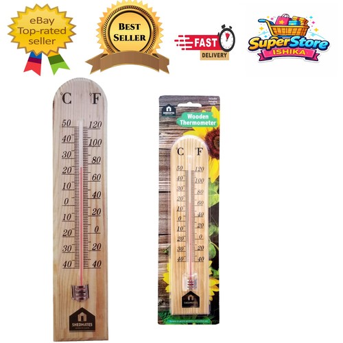 Large wooden thermometer with - large,