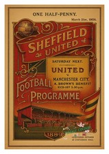 A3 Football Print - Art Deco Sheffield United Programme Cover 1908