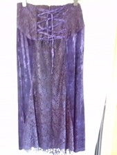 Long purple velvet skirt with lace front. goth witch gypsy jordash             