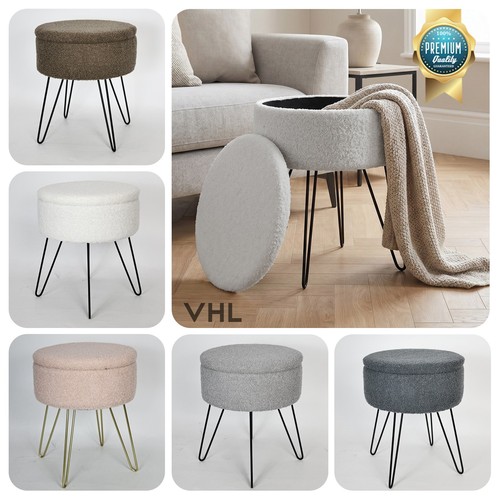 Boucle hairpin storage stool - boucle,