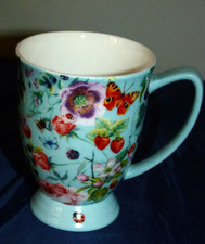 RINGTONS VICTORIANA FINE CHINA PORCELAIN MUG FLOWERS & BUTTERFLYS
