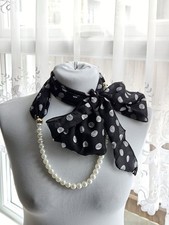 Polka Dot Scarf Necklace Long