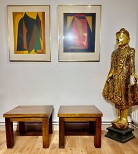 Pair of Solid Indonesian Hardwood Side Tables Bedside Tables