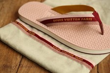 New Louis Vuitton Pink Red Rubber Sandals Sliders Shoes Men's UK 6 US 7 EU 40