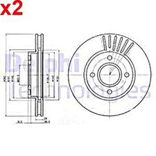 2X Brake Disc DELPHI Fits FORD