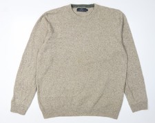 Atlantic Bay Men's Beige Pullover Jumper, L, Crew Neck