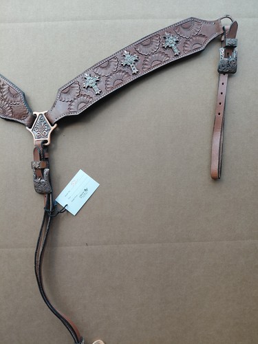 Western leather breast collar - leather,