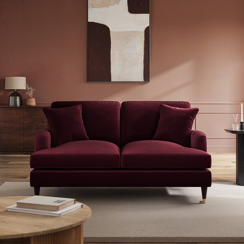 Burgundy velvet seater sofa - burgundy,