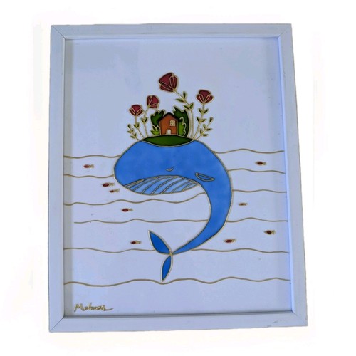 Original whale glass - glass, painting