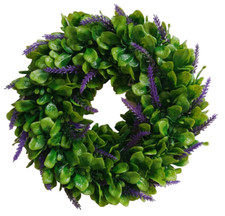 Artificial 35cm Lavender Whirl Wreath Indoor Outdoor Decor Weather Resistant