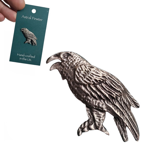 Raven pewter pin badge huginn - pewter,