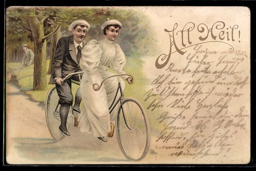 Lithograph couple riding - of,