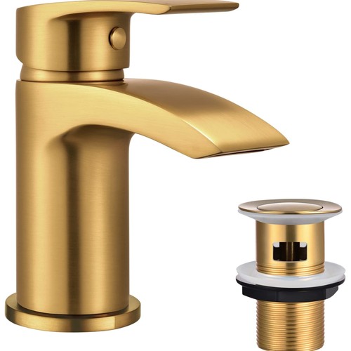 Single hole brushed gold basin - brushed,