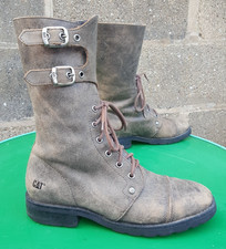 CAT BROWN DISTRESSED BIKER/ MILITARY STYLE BOOTS UK 7 EUR 40.