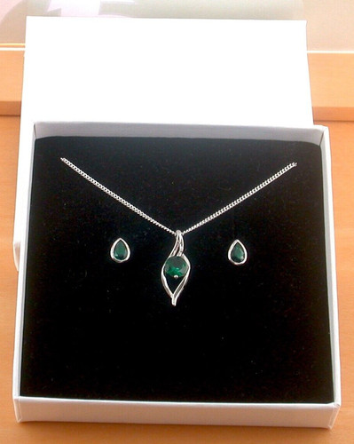 Sterling silver emerald lab - silver,
