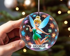 Personalised Christmas Tinkerbell Bauble Custom Ornament Tree Decoration Gift