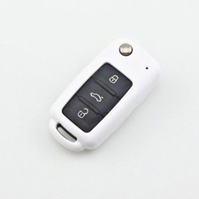 ABS PLASTIC PROTECTIVE CASE FOR VOLKSWAGEN SKODA 3 BUTTON KEY FLIP FOB MRK 6 Wht
