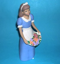 Attractive Art Pottery - Figurine Of Girl With Flowers -Full Artist Mark On Base