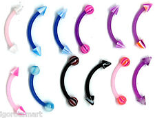 X2 Flexible Rubber Cone Ball Eyebrow Piercing Curve PTFE Flexi Jewelry 