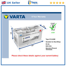 AGM Car Battery A5 Varta 019