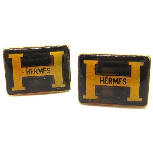 Hermes logo square cufflinks - hermes,