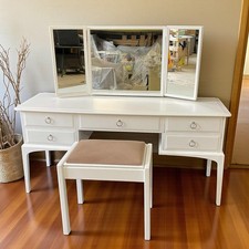 Classic White Dressing Table & Stool – Hand-Painted Satin Finish, Stag Quality