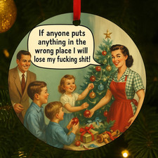 Funny Retro Christmas Ornament 1950s Style Vintage Family Decor Xmas Tree Bauble