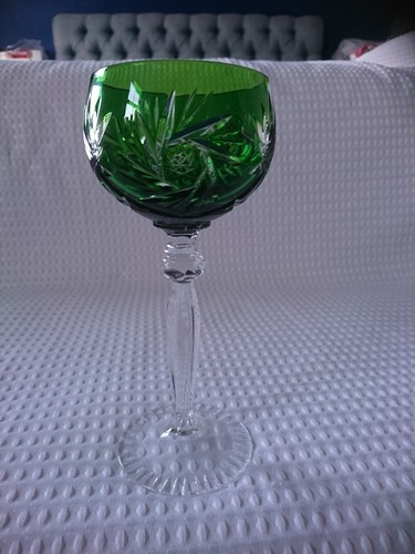 Vtg bohemian crystal green - bohemian, cut