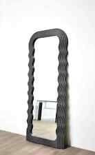 Full Length Wavy Mirror Pattern Irregular Frame Wall Mirror Black 110X46cm