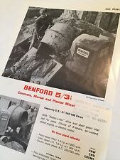 BENFORD Concrete Mortar & Plaster Mixer - Rare Original 1978 Vintage Brochure
