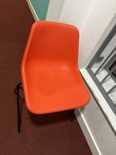 Mid Century Modern Original Robin Day Hille Orange 1960s Chairs with Labels