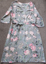 Laura Ashley, Ladies grey/multi floral Dress, 3/4 sleeves, tie belt,Size 12, New