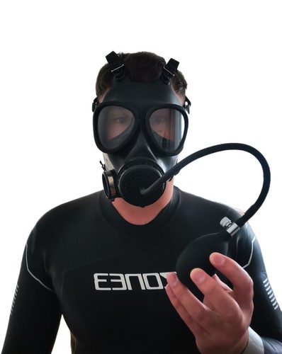 Inflatable rubber gag gas mask - gas,
