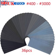 36Pcs Wet and Dry Sand Paper Mixed Assorted Grit 400-3000 Car Paint Sandpaper UK
