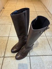 Dune Long Brown Leather Boots