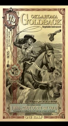 Oklahoma goldback coin - oklahoma,