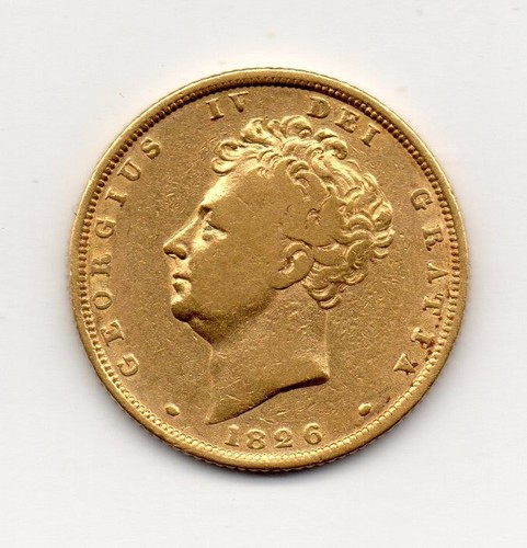 1826 gold sovereign george - gold, sovereign,