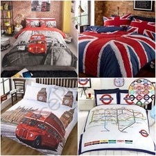 LONDON ENGLAND UK BRITAIN UNION JACK DUVET COVER SETS - SINGLE, DOUBLE & KING