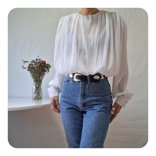 Vintage 90s white plisse - white,