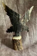 Vintage Eagle Carving in Antler and Bone, Folk Art, Ornament