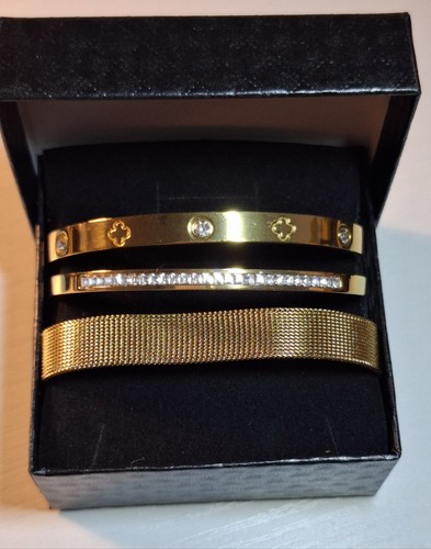 Gold stainless steel bangles - stainless,