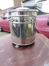ART DECO CHROME METAL LOG, COAL BIN BUCKET WITH LID
