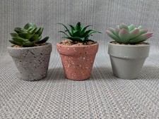 Artificial Succulent Plants Small Stone Speckled Design Set of 3 Indoor Outdoor 