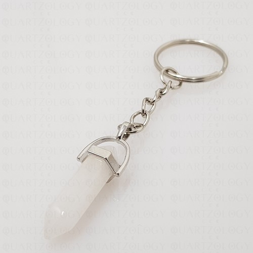 White jade crystal - white, keyring