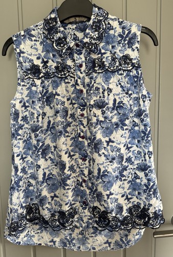 Ladies blue floral sleeveless - blue,