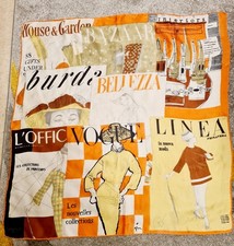 Vintage Rare 1950’s Silk Scarf - VOGUE, BAZAAR  BURDA ETC Magazine Covers